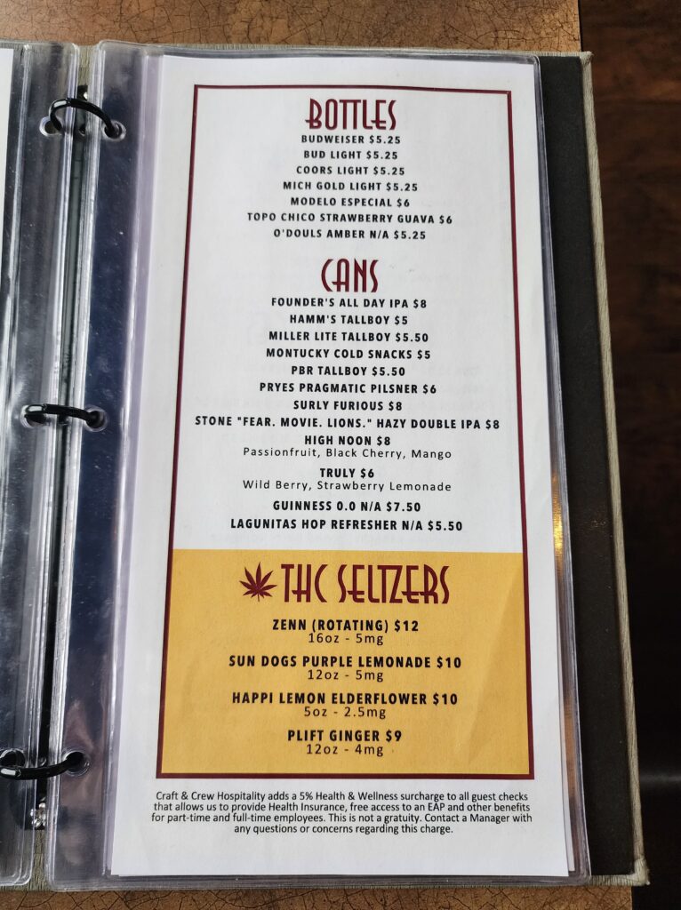 Minnesota cannabis beverages menu